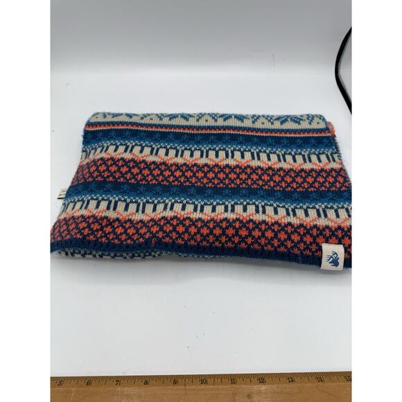Jack Wills Fair Isle Knit Scarf Blue Red Cream Reindeer Snowflake Winter Wool - Picture 3 of 6